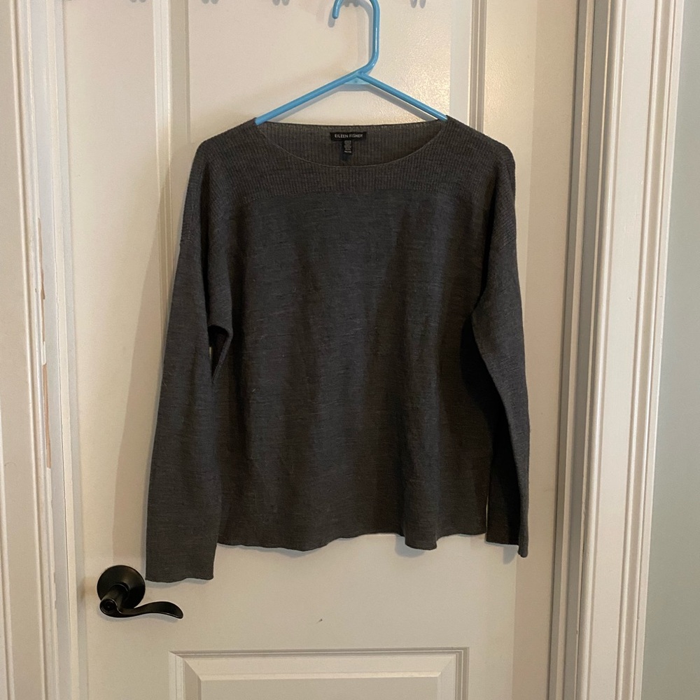 Eileen Fisher Merino Wool Charcoal Sweater